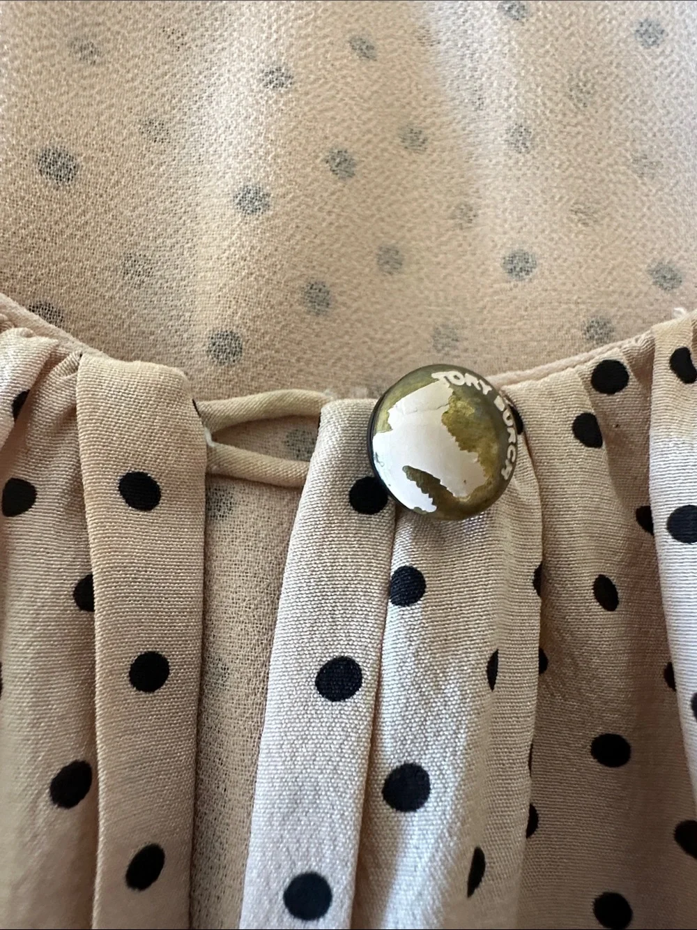 Tory Burch Cream Polka Dot Sleeveless Shell